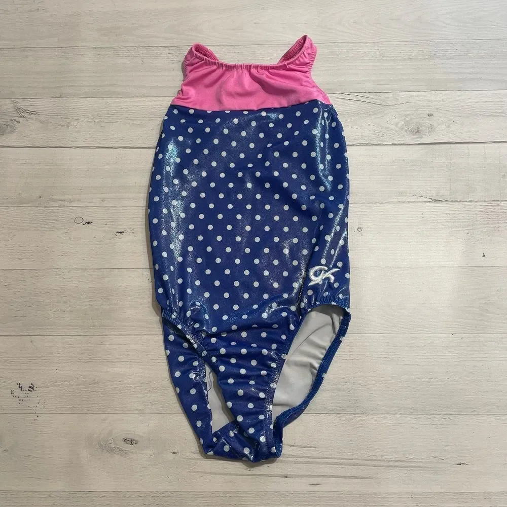 GK girls leotard pink blue child large
